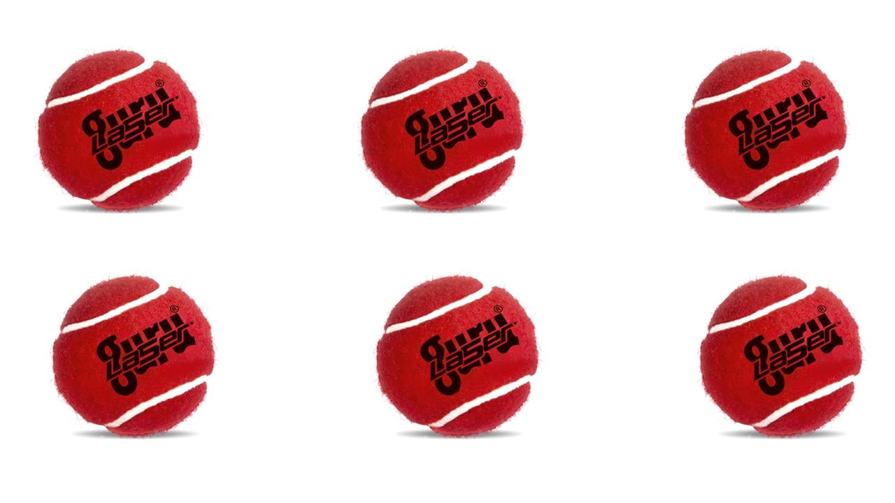 MRI Guru Laser Heavy Maroon Rubber Tennis Ball – Pack of 6 (Standard Size)