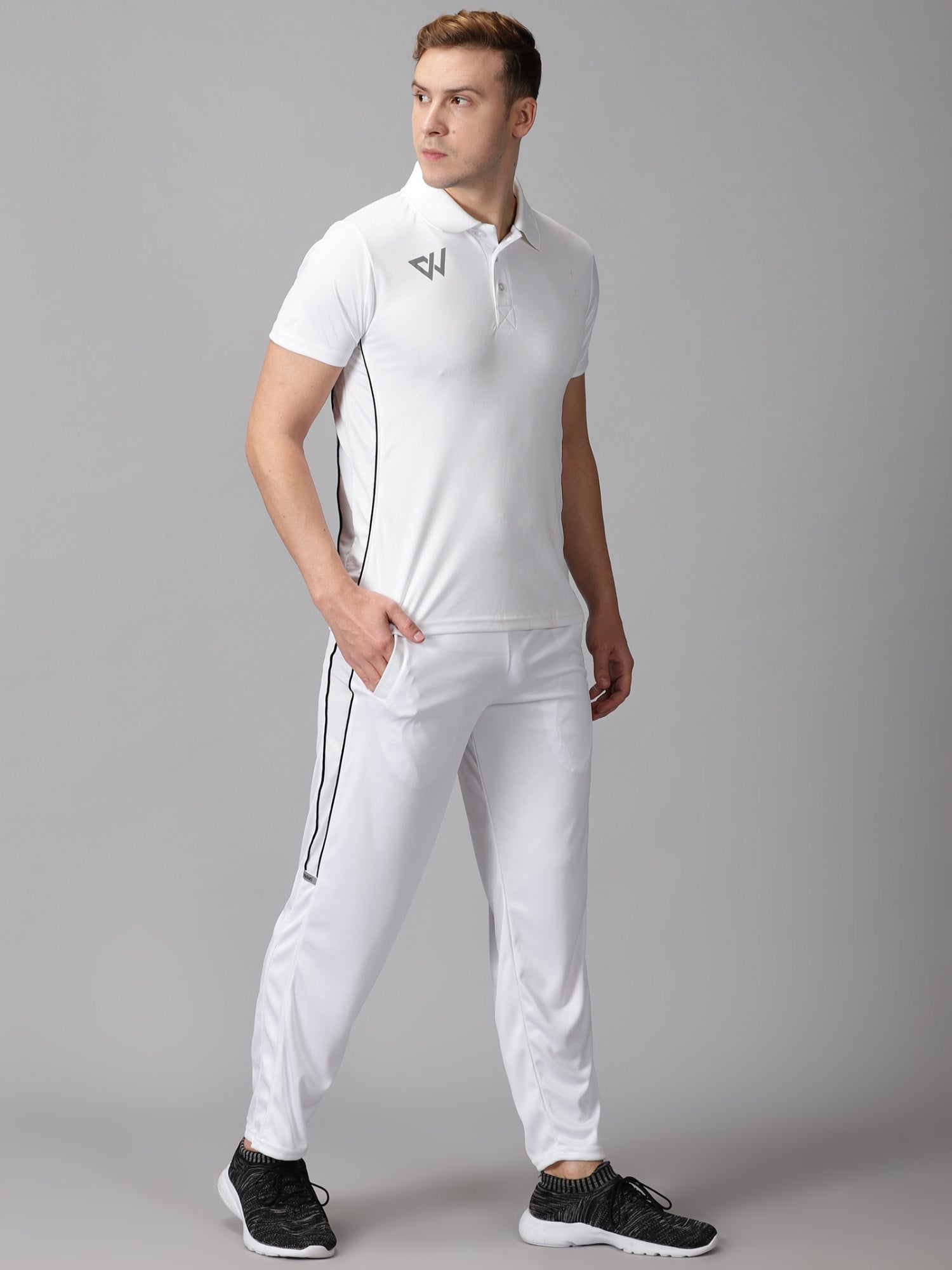 DY Sports Half Sleeves Cricket Dress - White Cricket Uniform Dress - T-Shirt and Trousers Combo - Polyester Jersey for Men and Boys